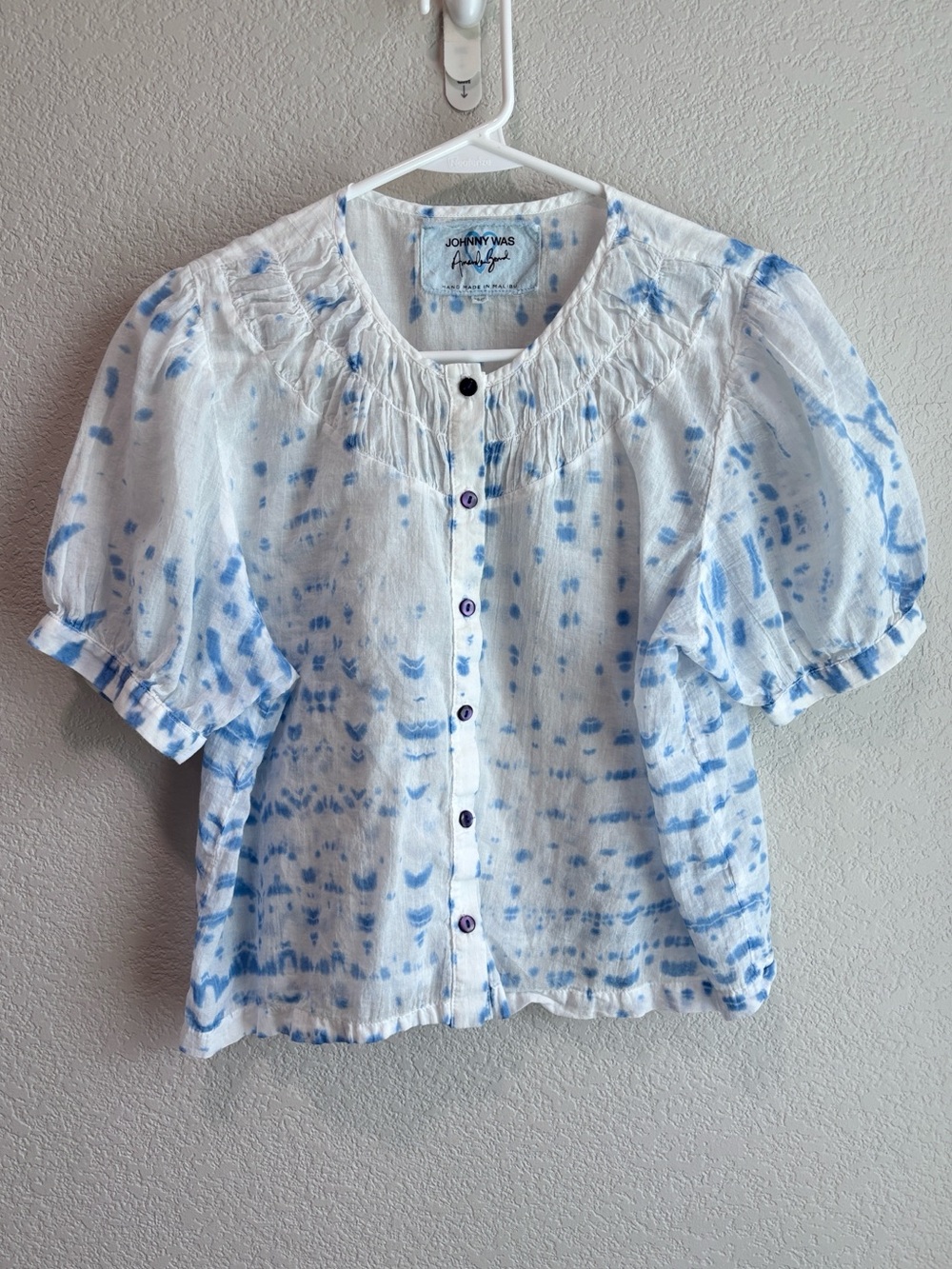 Johnny Was x Amanda Bond Amelie Hand Dyed Button Down Shirt Blouse Size XS Small